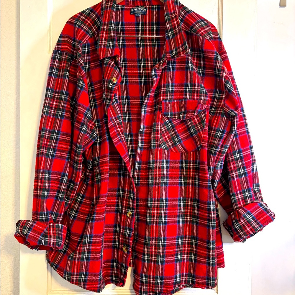 Ms XXL Tall plaid flannel shirt in steward plaid